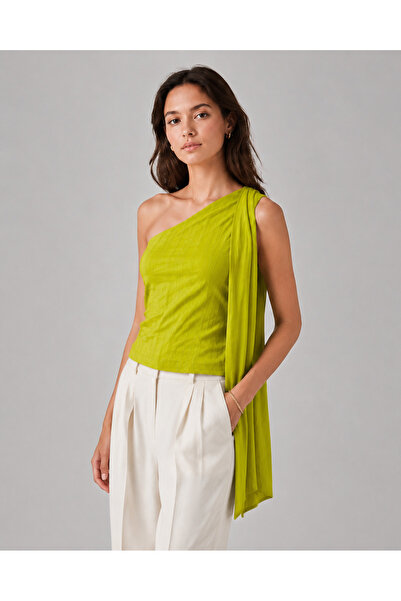 Vaura Μπλούζα Vela Oil Green Lycra με έναν ώμο