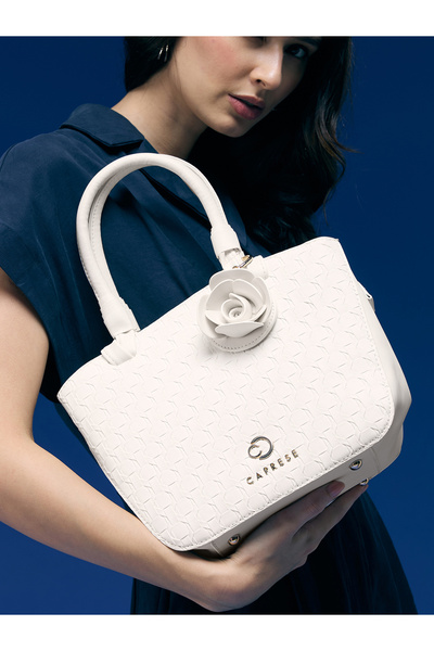 Caprese ROSA SATCHEL MEDIUM WHITE | Women's Fashion Handbag Bag With Zipper O...