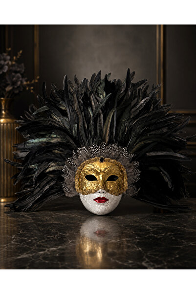 Venemask لا ريجينا نيرا - قناع البندقية ذو الريش الأسود