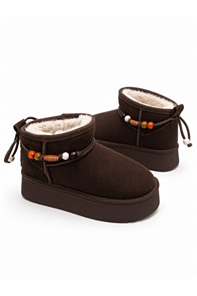 Guja Kemal Aygün-Guja Women's Genuine Suede Platform Mini Boots with Fur Inside