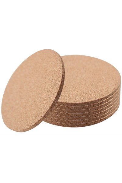 Generic Brand 8 Non-Slip Cork Bases, Absorbent, Round