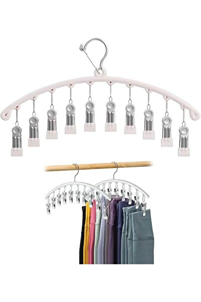 SYOSI 2 Pcs Legging Hangers, Pants Hanger for Closet with 10 Clips and Rubber...