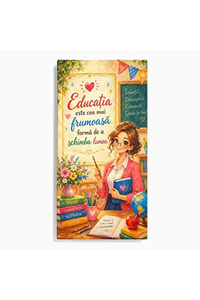 Luxcanva Tablou Canvas Educatia Schimba Lumea 50x100 cm pe Sasiu Lemn Educati...