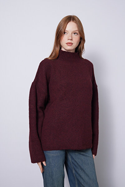 Nisan Half Fisherman Knitwear Sweater Bordo