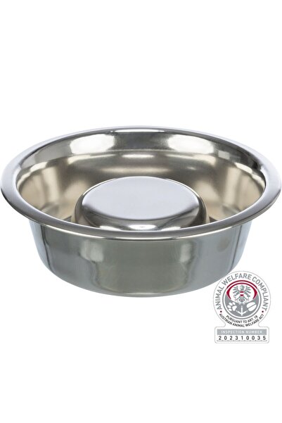 Trixie Bol pentru hrănire lentă din oțel inoxidabil, Dimensiune ø 17 cm/0.6 l