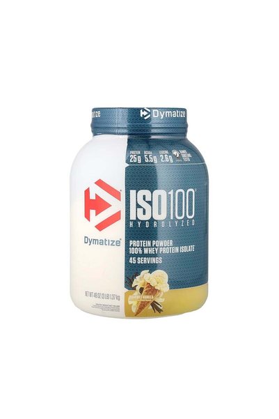 Dymatize بروتين مصل اللبن المتحلل ISO 100 - بنكهة الفانيليا الفاخرة 3 أرطال