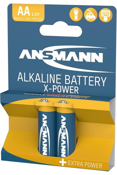 ANSMANN 5015613 AA Batteries [Pack of 2] Long Lasting Alkaline Disposable AA ...