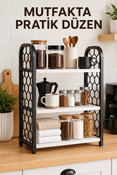 Kitchen Line Pratika 3 Katlı Çok Amaçlı Plastik Düzenleyici Raf – Mutfak ve B...