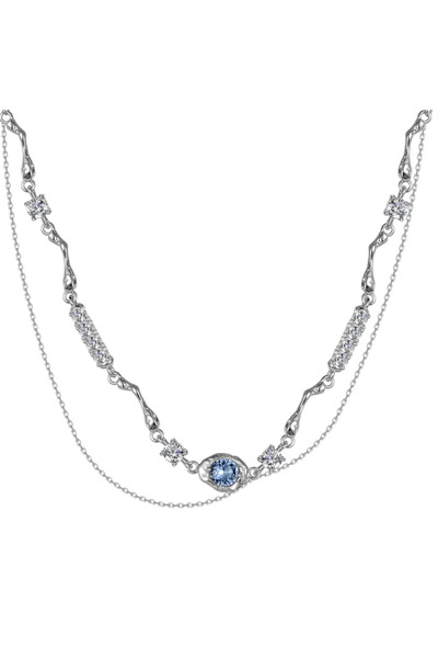 Peach Jewelry Κολιέ Ιζαμπέλα Ασήμι 925 Επιροδιωμένο με Τετράγωνη Λευκή Ζιρκόν...