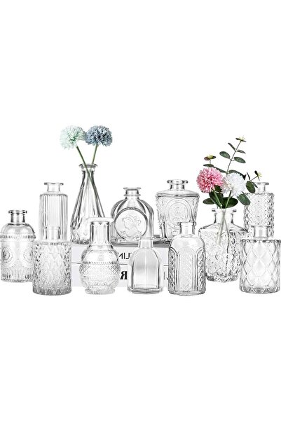 GENERAL Glass Bud Vase Set,12Pcs Small Flower Vase for Centerpieces, Bud Vase...