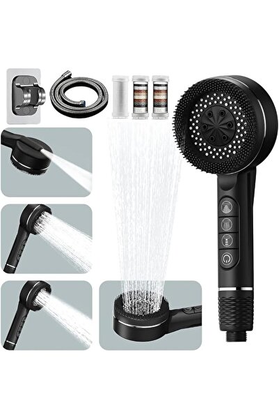 TERRIFI Hard Water Filter Shower Head with Hose and Holder, 4 Mode High Press...