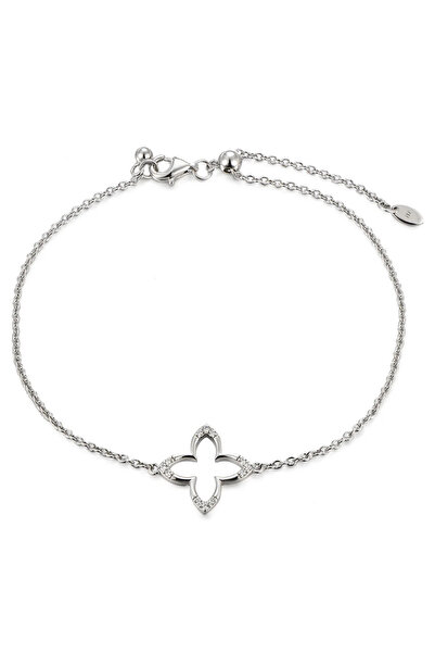 Peach Jewelry Βραχιόλι Λάουρα Ασήμι 925 Ρόδιο Σταυρός-Λουλούδι Με Ζιργκόν