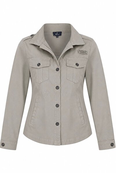 bb butik basic Women's Stone Detailed Pocketed Buttoned Jacket Fk3535
