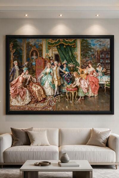 ARTAN GALLERY Rokoko Saray Daveti İtalyan Kadife Tablo 40 mm Kalın Çerçeveli ...