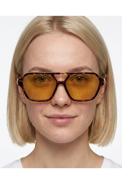 funeyes Sorella Leopard Patterned Soft Brown Retro Sunglasses with Gold Acces...