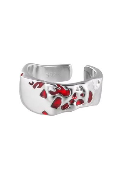 Peach Jewelry Δαχτυλίδι Ιζαμπέλα Ασήμι 925 Περίτεχνο Ρόδιο Με Κόκκινες Λεπτομ...