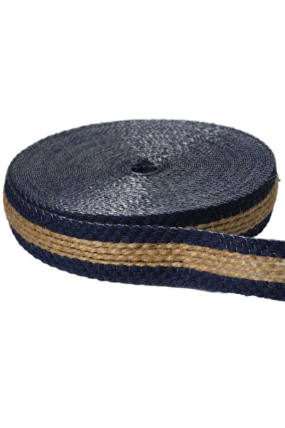 NO BRAND Κορδέλα λινάτσα δίχρωμη 21mm/10 μέτρα - %ce%bc%cf%80%ce%bb%ce%ad-navy