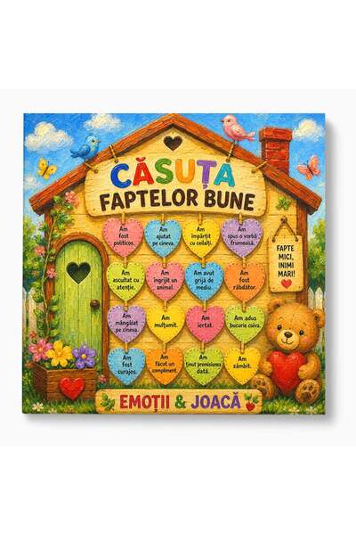 Luxcanva Tablou Canvas Casuta Faptelor Bune 140x140 cm pe Sasiu Lemn Copii In...