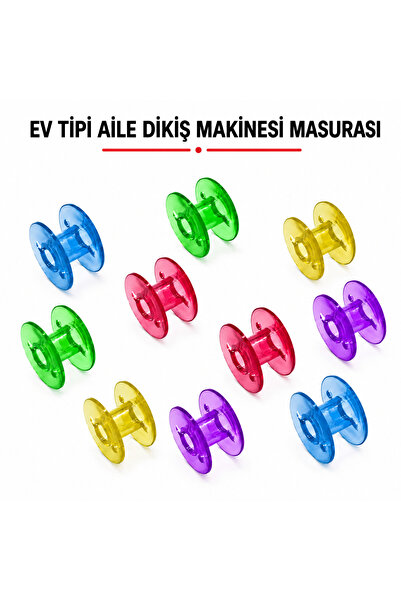 ALBERTOS Ev Tipi Aile Dikiş Makinesi Renkli Plastik Geniş Masura 10'lu Set