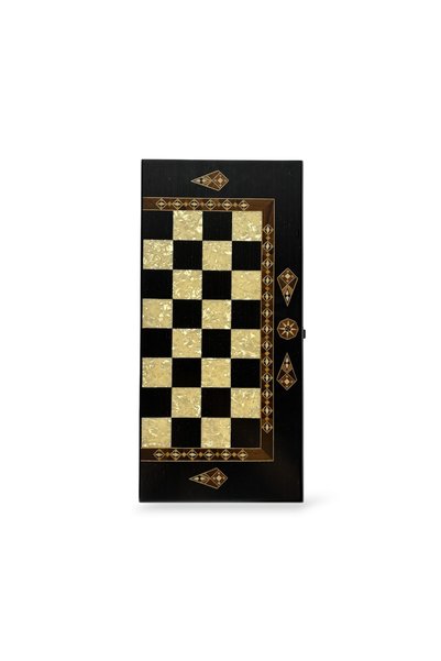 Helena Set de șah și table, Lemn și sidef, 100% lucrat manual 2218 BLK