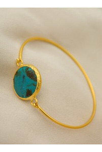 Stoneage Turquoise Stone Handcrafted Bracelet - Gold Color -