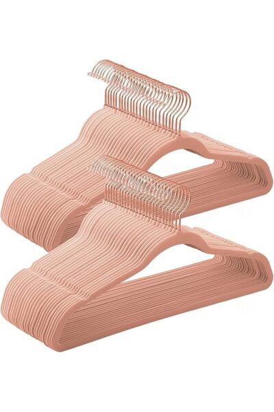 SONGMICS Slim Velvet Hangers, Non-Slip Clothes Hangers with Rose Gold Swivel ...