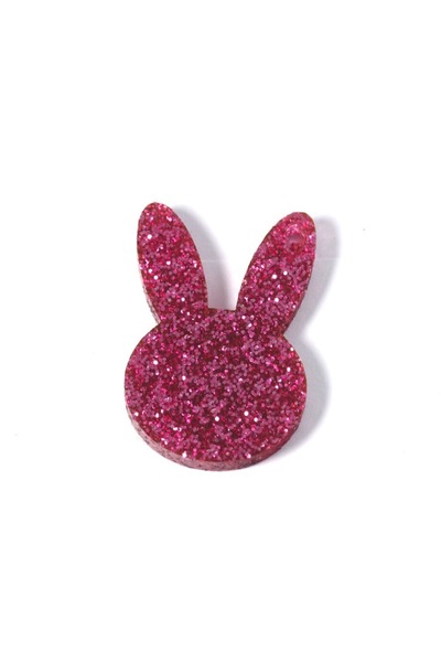 NO BRAND Λαγουδάκι πλακέ Glitter plexiglass κρεμαστό 34x24mm - %cf%81%cf%8c%c...