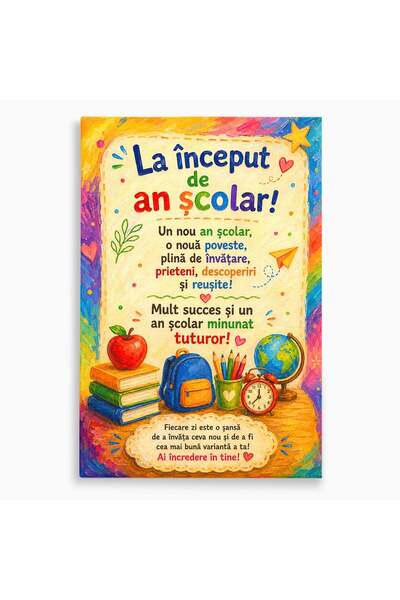 Luxcanva Tablou Canvas Inceput De An Scolar 50x70 cm pe Sasiu Lemn Scoala Edu...