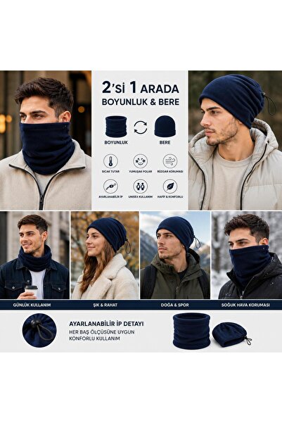 Wearflawless Unisex flis kapa za vrat 2 u 1, zimska topla podesiva vanjska ka...