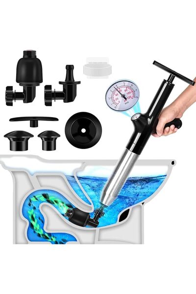 ALMEKAQUZ Toilet Plunger, 9 in 1 Drain Clog Remover Tools High Pressure Air D...