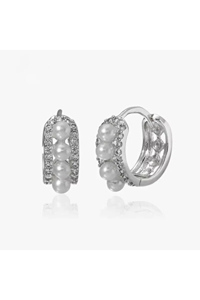 Peach Jewelry Σκουλαρίκια Ιζαμπέλα Ασήμι 925 Ρόδιο Με Μαργαριτάρια Και Ζιργκόν
