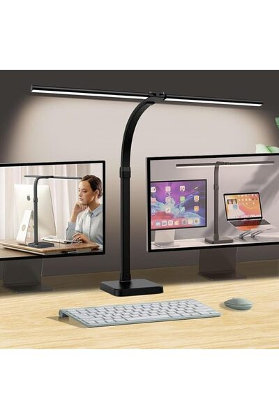 XICEN مصباح مكتب LED للمنزل والمكتب، شحن لاسلكي، رأس مزدوج 24 واط مع قاعدة، إ...