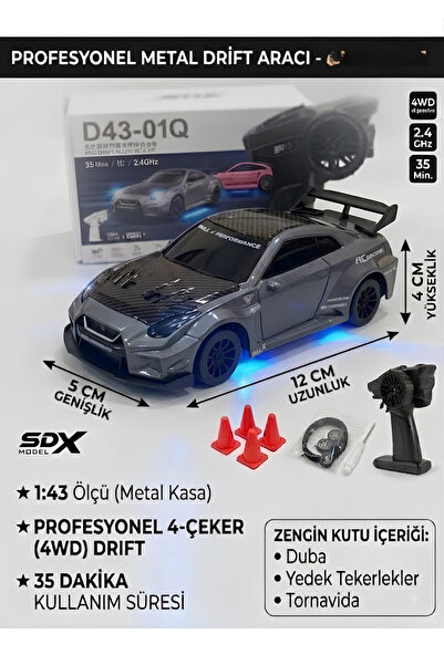 Boratila Toys 1:43 Ölçek Metal Şarjlı Mini Drift Rc 15 Km Hız 4 Çeker Nissan ...