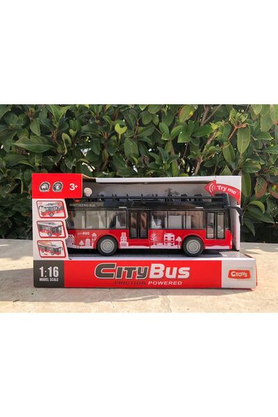 SCOWETTO Sesli Işıklı Oyuncak Otobüs Şehir Yolcu Otobüsü Şehir Otobüsü City Bus Üstü Koltuklu