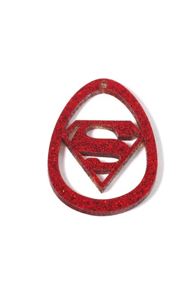 NO BRAND Αυγό με Superman διάτρητο μεταλλικό χρώμα glitter κρεμαστό 56x42mm -...