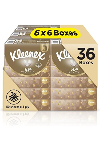 Kleenex علبة مناديل وجه حريرية ثلاثية الطبقات، عبوة تحتوي على 36 × 50 منديل