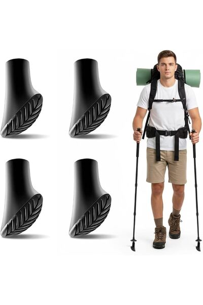 ELEPHANTBOAT ® 4Pcs Anti-Slip Trekking Pole Tips, Wear-Resistant Rubber Walki...