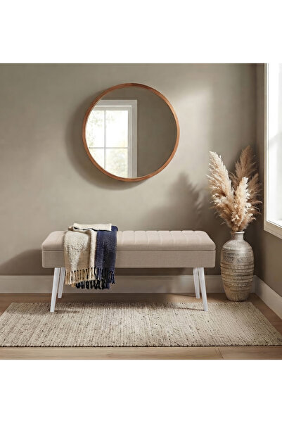 Uvi Collection VİNA KUMAŞLI SANDIKLI BENCH BEYAZ KREM