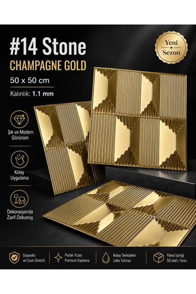 CraftWallDecor STONE 3D DUVAR PANELİ BOYANABİLİR ( ÖLÇÜ : 50*50 cm / 4 adet: ...