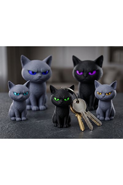 Kızgın Kedi 3D Baskı Anahtarlık