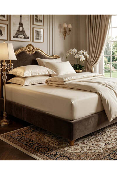 REDTAG ملاءة سرير قطنية بلون العاج (210 × 180 سم)