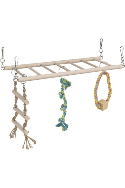 Trixie Pod suspendat pentru rozătoare, cu jucării, din lemn, 35 x 15 x 15 cm