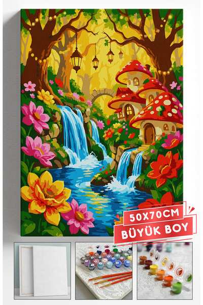Akihabara Sayılarla Boyama Hobi Seti Çerçeveli Numaralı Tuval Fırça Boya Dahi...