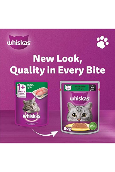 Whiskas With Tuna Wet Cat Food Pouch 80G - ‎428518_1