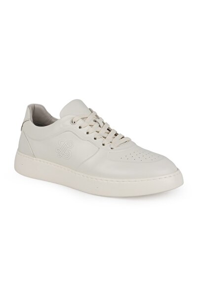 Libero Men's Sneaker Shoes Genuine Leather Antique Logo Perforated Lace-Up Wh...