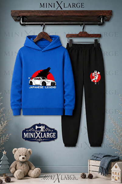 MINIXLARGE Unisex Çocuk Tky Araba Japanes Lengend Baskılı Kapşonlu Eşofman Ta...