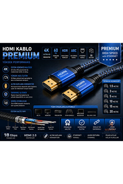Genel Markalar HDTV Premium HDMI KABLO 20 METRE