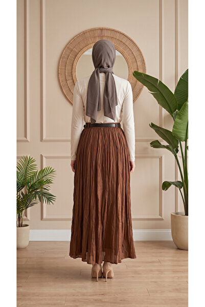3B Stil Women's Voile Fabric Crinkled Long Lined Crush Skirt