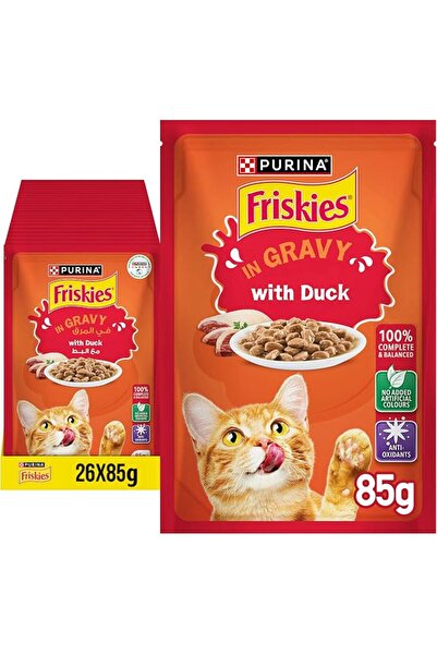 PURINA DOG&CAT CHOW طعام قطط رطب من بورينا فريسكيز بنكهة البط في المرق، 26 عب...