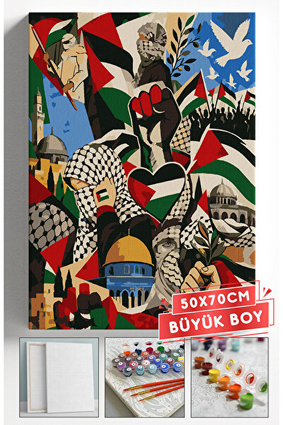 Akihabara Sayılarla Boyama Hobi Seti Çerçeveli Numaralı Tuval Fırça Boya Dahi...